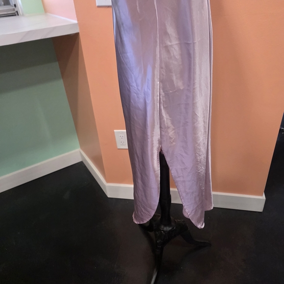 Vintage 90s Slip Dress Purple Satin Chemise Lace Grunge Babydoll Aesthetic - Picture 9 of 14